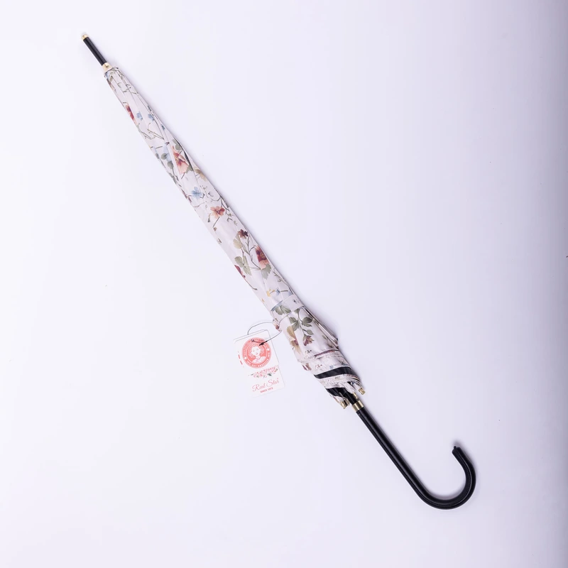 Класична парасолька-тростина напівавтомат з поліестеру 7 спиць діаметр 99 см Бежева HP-23-7BE