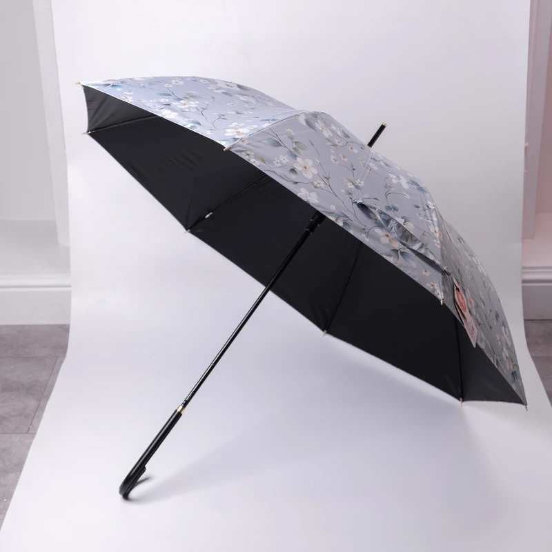 Класична парасолька-тростина напівавтомат з поліестеру 7 спиць діаметр 99 см Блакитна HP-23-7BL