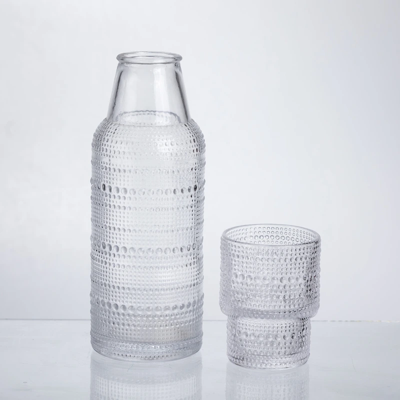 Глечик 700 мл зі склянкою 1 (шт) графин для компоту соку води лимонаду глечик для напоїв Прозорий HP-19-L1