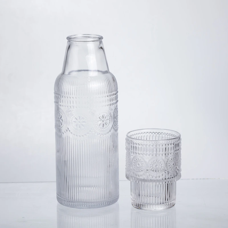 Глечик 700 мл зі склянкою 1 (шт) графин для компоту соку води лимонаду глечик для напоїв Прозорий HP-19-L4