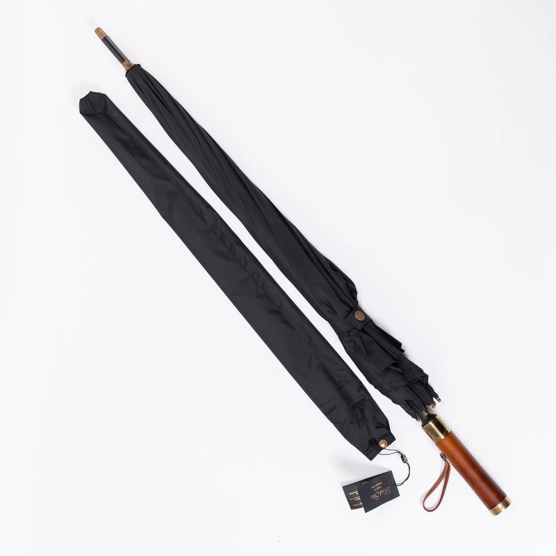 Класична парасолька-тростина напівавтомат з поліестеру 8 спиць діаметр 124 см Чорна HP-23-6B