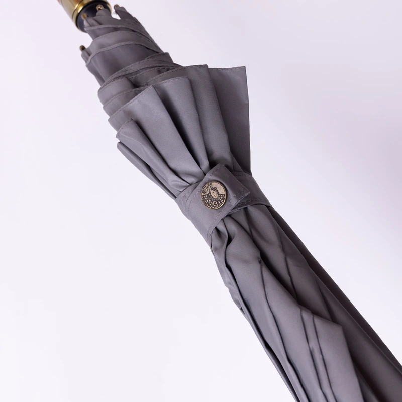 Класична парасолька-тростина напівавтомат з поліестеру 8 спиць діаметр 124 см Сірий HP-23-6G