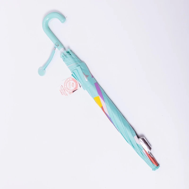 Класична дитяча парасолька-тростина механічна з поліестеру міцна надійна 8 спиць діаметр 89 см М'ятний HP-23-12M