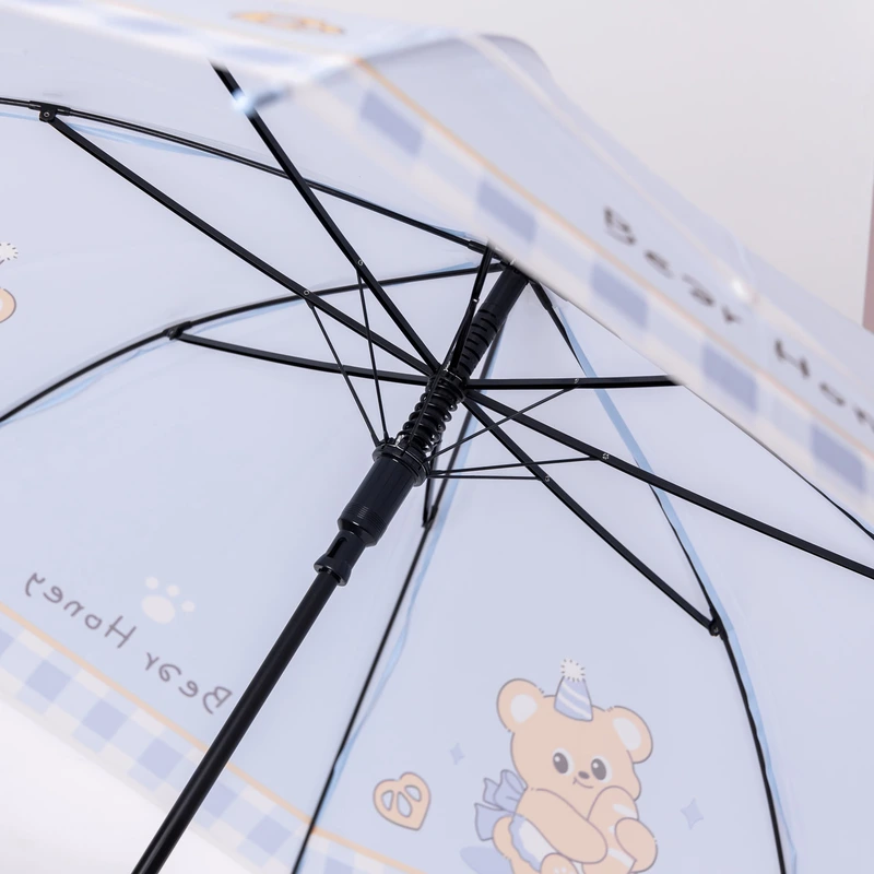 Класична дитяча парасолька-тростина напівавтомат з поліестеру міцна надійна 8 спиць діаметр 94 см Блакитний HP-23-11BL