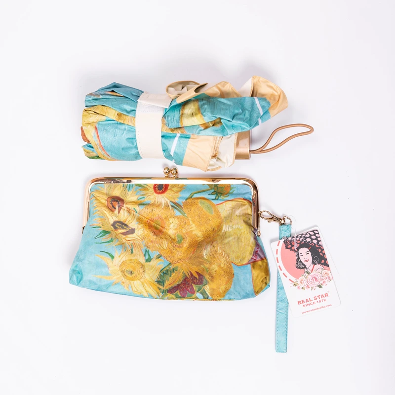 Парасолька механічна Ван Гога «Соняшники» міцна надійна з поліестеру діаметр 91 см HP-23-1M