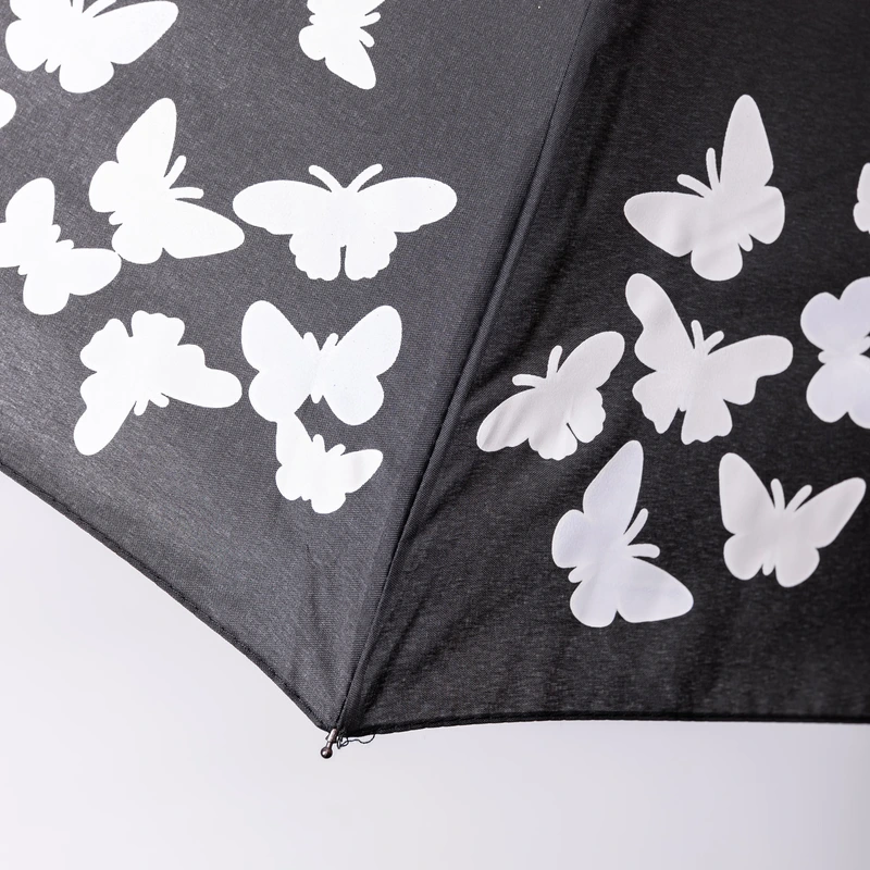 Парасолька напівавтомат з принтом міцна з поліестеру діаметр 97 см Чорна HP-23-2B