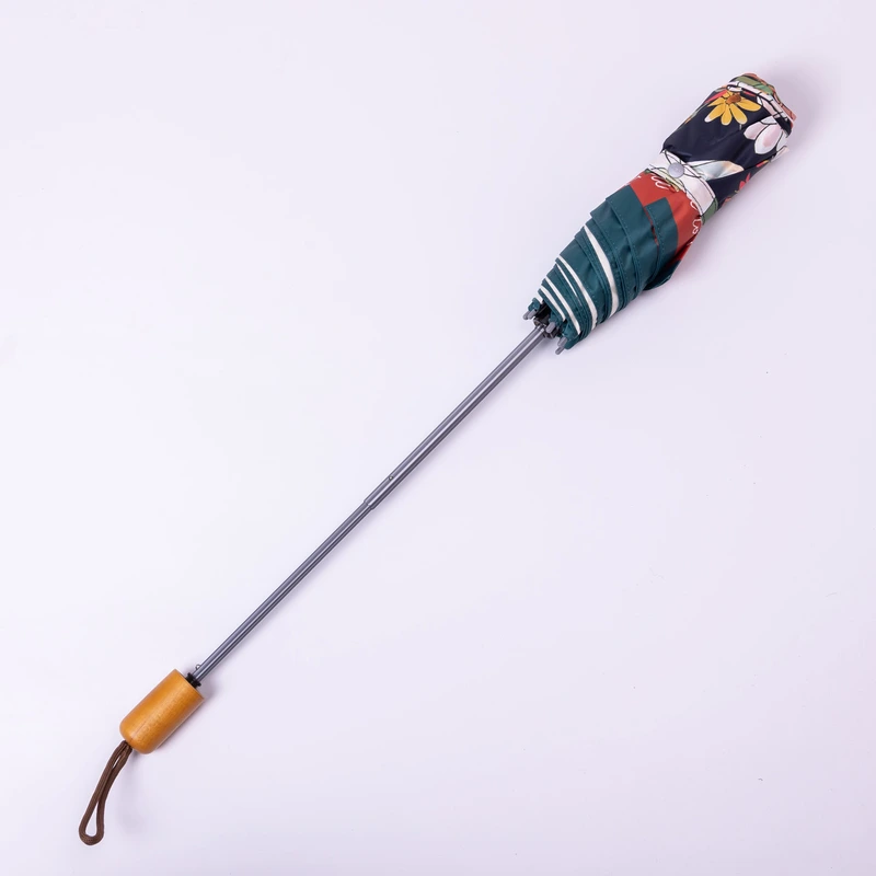 Парасолька механічна елегантна з принтом міцна надійна з поліестеру діаметр 99 см Чорний HP-23-15B