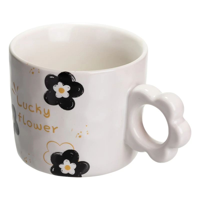 Чашка для чаю та кави порцелянова Lucky Flower 250 мл гарна оригінальна на подарунок Біла FM-14D — фото 3
