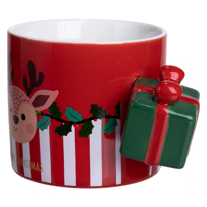 Чашка порцелянова новорічна Merry Christmas 400 (мл) Червона Yiwu FM-CS-49R — фото 3