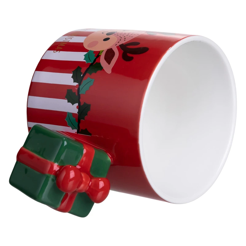 Чашка порцелянова новорічна Merry Christmas 400 (мл) Червона Yiwu FM-CS-49R — фото 4