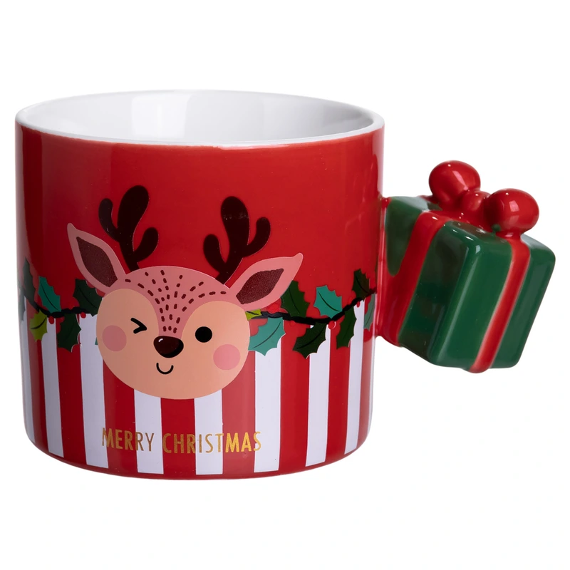 Чашка порцелянова новорічна Merry Christmas 400 (мл) Червона Yiwu FM-CS-49R — фото 6