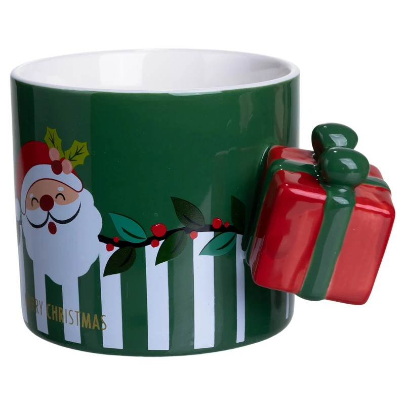 Чашка порцелянова новорічна Merry Christmas 400 (мл) Зелена Yiwu FM-CS-49GR — фото 4
