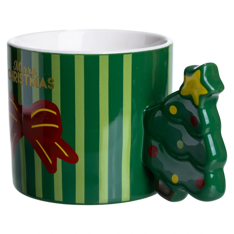 Чашка порцелянова новорічна Merry Christmas 400 мл Зелена Yiwu FM-CS-51GR — фото 3