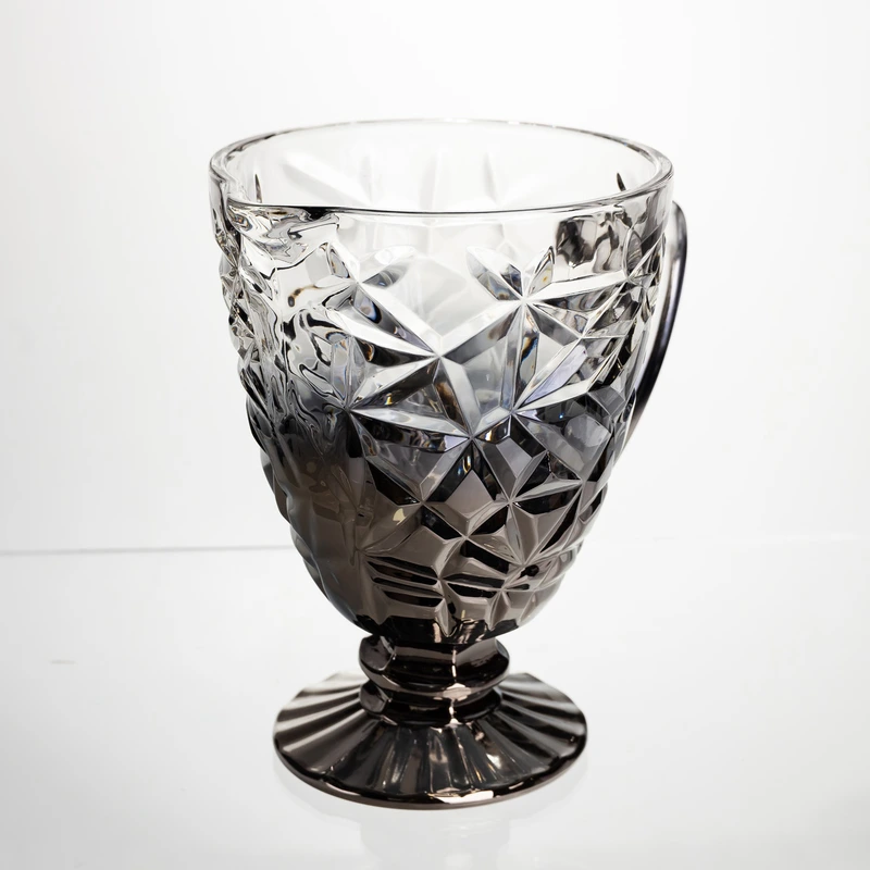 Глечик скляний для компоту 1.2 л ребристий фігурний графин для лимонаду мохіто-сангрії напоїв Сірий HP-19-179