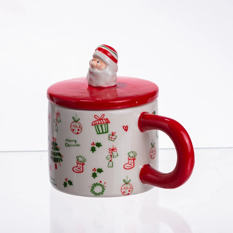 Новорічна порцелянова чашка з кришкою Merry Christmas 350 (мл) CR-1-20