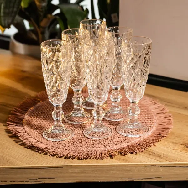 Набір келихів для шампанського 6 штук 160 мл подарункові келихи для шампанського на ніжці фужери для ігристих вин HP-19-164