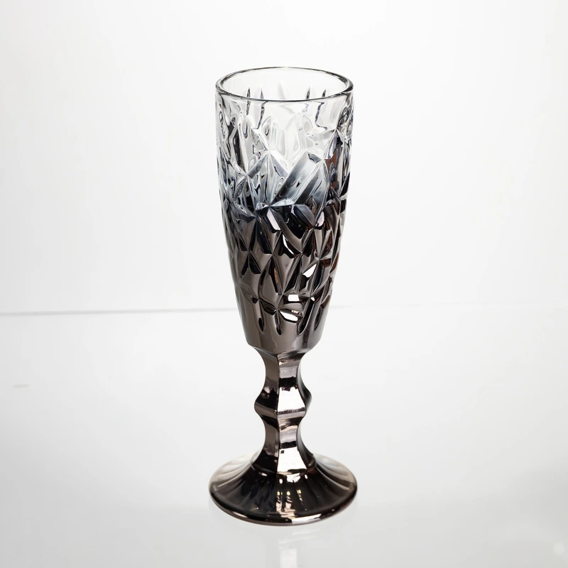 Набір келихів для шампанського 6 штук 160 мл подарункові келихи для шампанського на ніжці фужери для ігристих вин Сірий HP-19-180