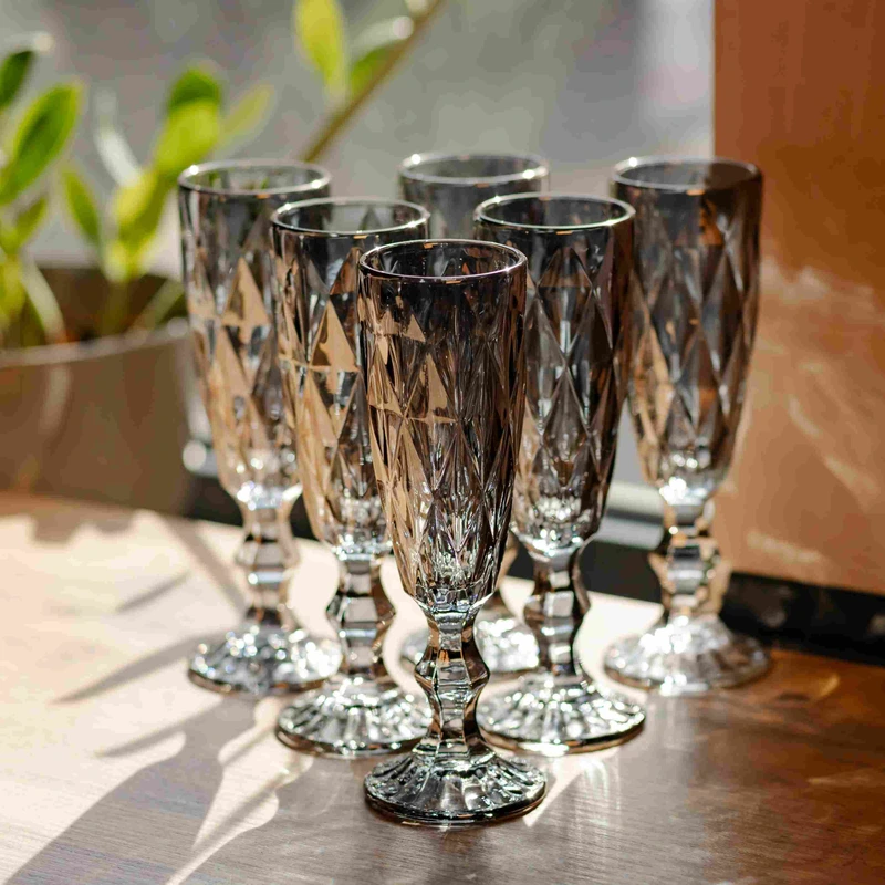 Набір келихів для шампанського Fractal 6 штук по 180 мл HP-19-268 прозорий келих для напоїв ігристого вина