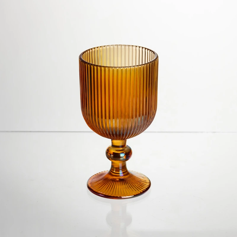 Набір келихів для вина 6 штук 240 мл на ніжці скляні Бурштиновий Yiwu HP-19-209