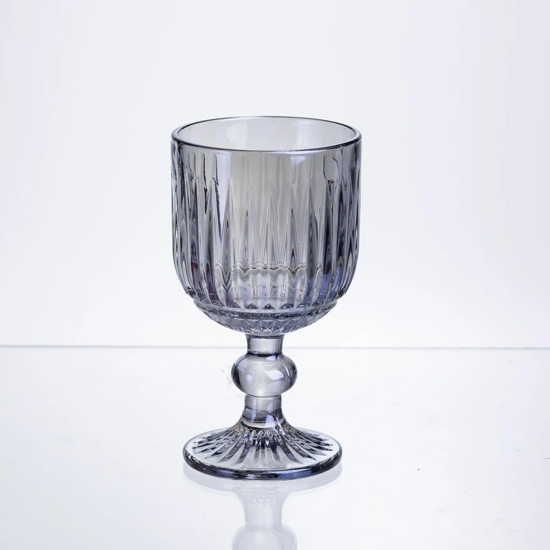 Набір келихів для вина 6 штук по 220 мл ребристих з товстого скла синій HP-19-238