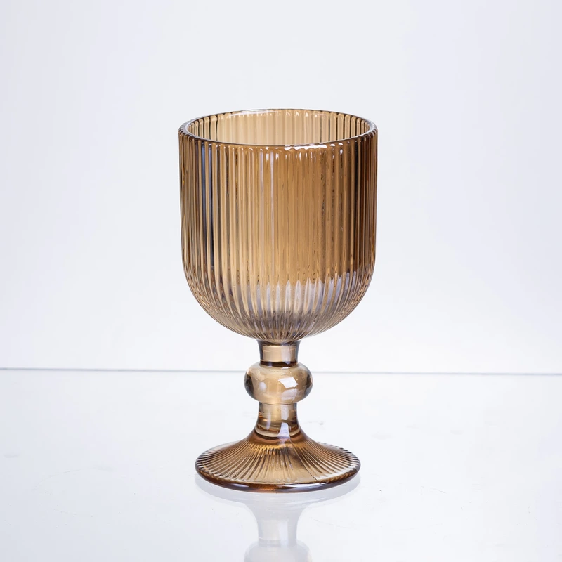 Набір келихів для вина 6 штук по 240 мл ребристих із товстого скла коричневий HP-19-224