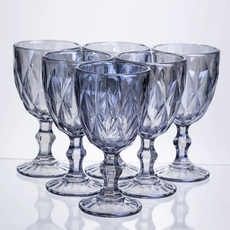 Набір келихів столових Diamond Blue 6 штук по 300 мл HP-19-275 прозорий келих для шампанського коктейлів