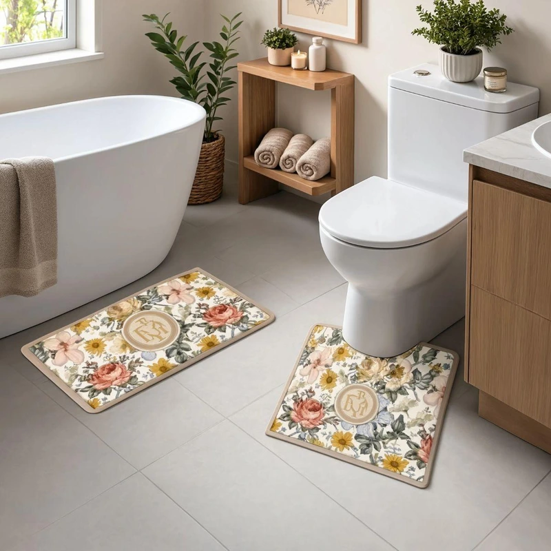 Набір килимків для ванни Flowers 2 штуки 80*50 см/50*40 см діатомітових Yiwu HP-42-174
