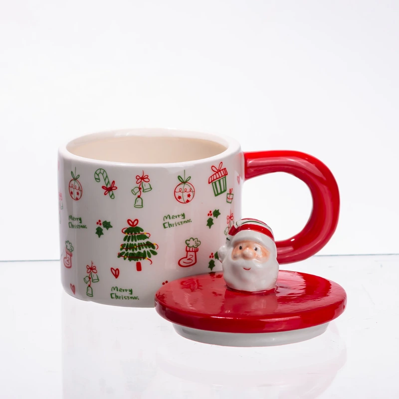 Новорічна порцелянова чашка з кришкою Merry Christmas 350 (мл) CR-1-20 — фото 4