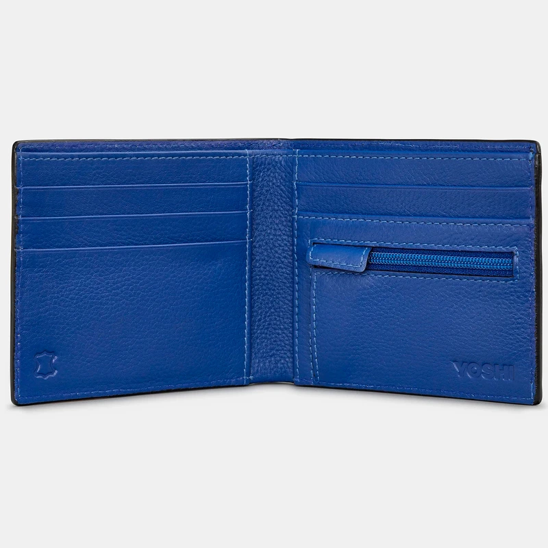 Чоловічий шкіряний гаманець Yoshi Y2378 (Black/Blue)
