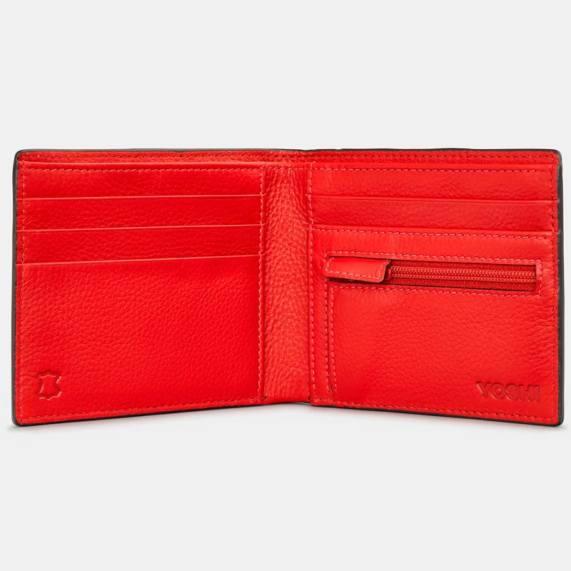 Чоловічий шкіряний гаманець Yoshi Y2378 (Black/Red)