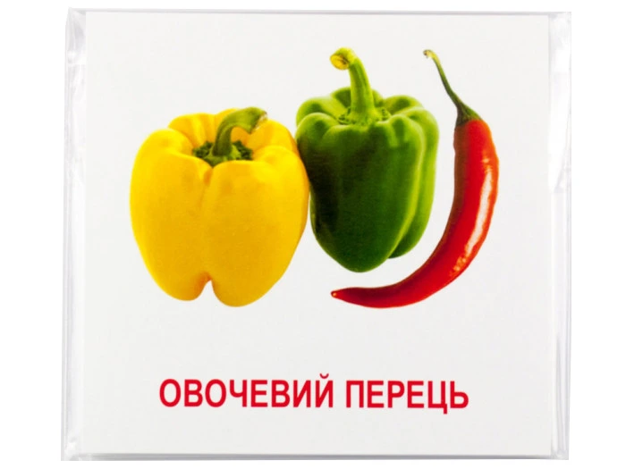 Розвиваючі картки "Овочі" (110х110 мм) 65798 укр. /англ. мовою