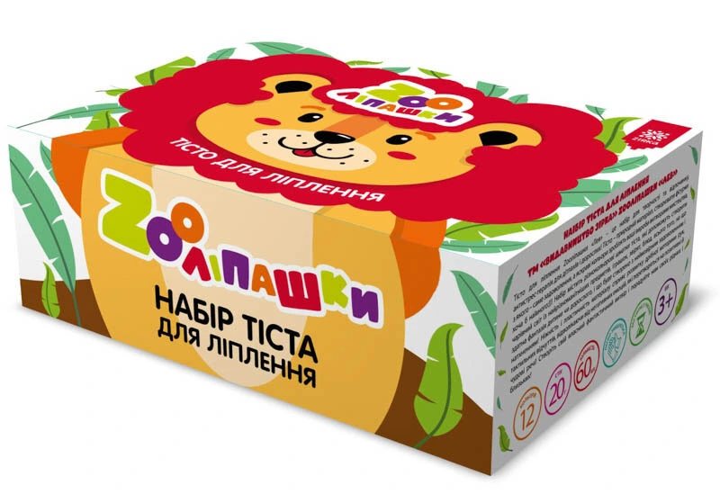Тісто для ліплення ZOOлипашки шоу-бокс "Лев" ZIRKA 140210 (шоу-бокс 12 кольорів, 60 стиків по 20 г)